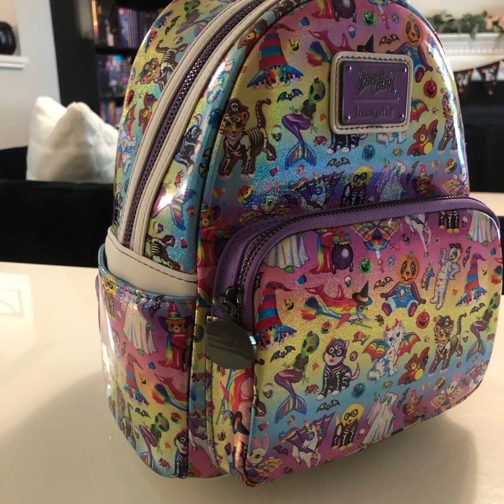 New! Loungefly x Lisa Frank Halloween Sticker Mini Backpack - Picture 7 of 12